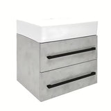 Viseća kupaonski ormarić s keramičkim umivaonikom SAT Cube Way u dekoru betona, 60x46x53 cm.