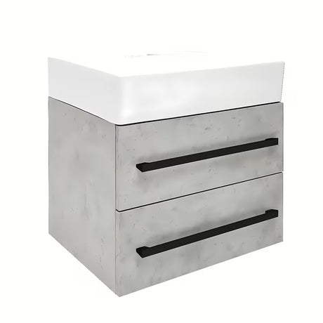 Viseća kupaonski ormarić s keramičkim umivaonikom SAT Cube Way u dekoru betona, 60x46x53 cm.