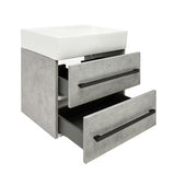 Viseća kupaonski ormarić s keramičkim umivaonikom SAT Cube Way u dekoru betona, 60x46x53 cm.