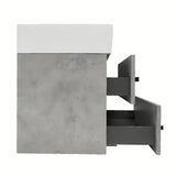 Viseća kupaonski ormarić s keramičkim umivaonikom SAT Cube Way u dekoru betona, 60x46x53 cm.