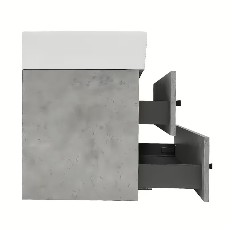 Viseća kupaonski ormarić s keramičkim umivaonikom SAT Cube Way u dekoru betona, 60x46x53 cm.