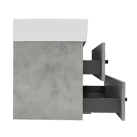 Viseća kupaonski ormarić s keramičkim umivaonikom SAT Cube Way u dekoru betona, 60x46x53 cm.