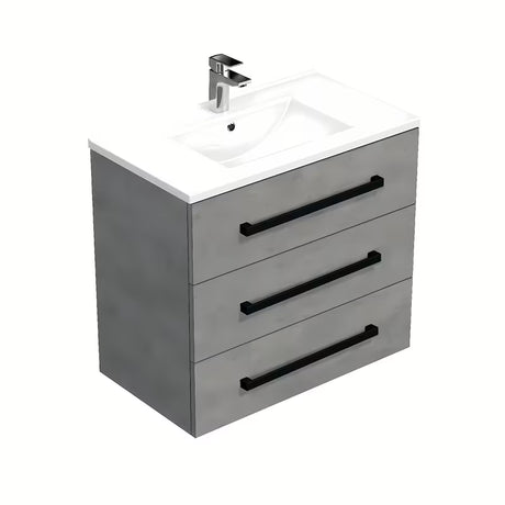 Viseća kupaonski ormarić SAT Cube Way s keramičkim umivaonikom u dekoru betona