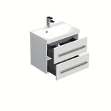 Viseća kupaonski ormarić SAT Cube Way s umivaonikom od lijevanog mramora u sjajno bijeloj boji