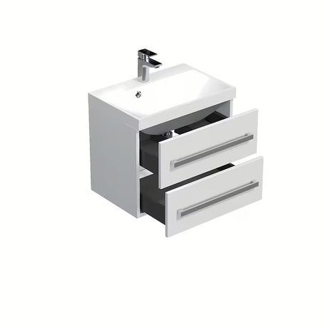 Viseća kupaonski ormarić SAT Cube Way s umivaonikom od lijevanog mramora u sjajno bijeloj boji