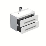 Viseća kupaonski ormarić SAT Cube Way s umivaonikom od lijevanog mramora u sjajno bijeloj boji 80x40 cm