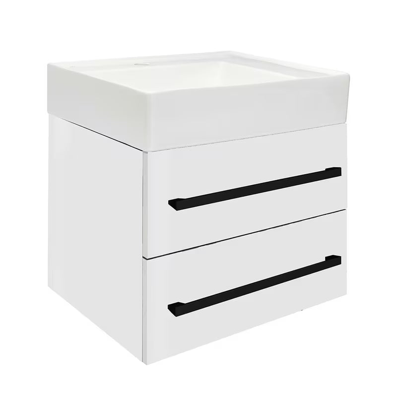 Viseća kupaonski ormarić s keramičkim umivaonikom SAT Cube Way u bijelom sjaju 60x53x46 cm