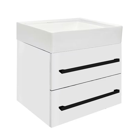 Viseća kupaonski ormarić s keramičkim umivaonikom SAT Cube Way u bijelom sjaju 60x53x46 cm