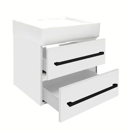 Viseća kupaonski ormarić s keramičkim umivaonikom SAT Cube Way u bijelom sjaju 60x53x46 cm