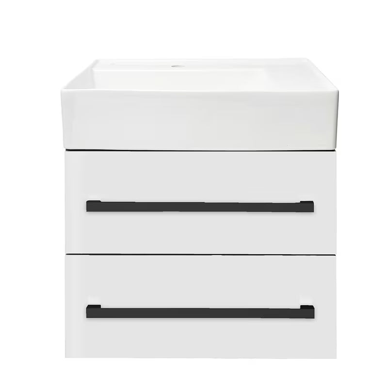 Viseća kupaonski ormarić s keramičkim umivaonikom SAT Cube Way u bijelom sjaju 60x53x46 cm