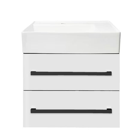 Viseća kupaonski ormarić s keramičkim umivaonikom SAT Cube Way u bijelom sjaju 60x53x46 cm