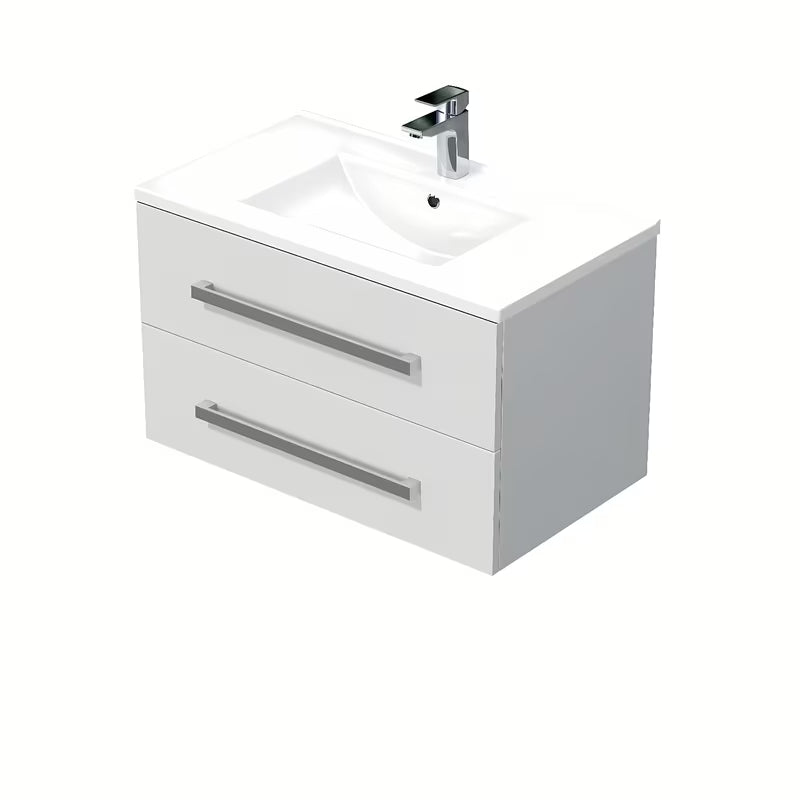 Viseća kupaonski ormarić SAT Cube Way s keramičkim umivaonikom u sjajnoj bijeloj boji 80x46x53 cm.