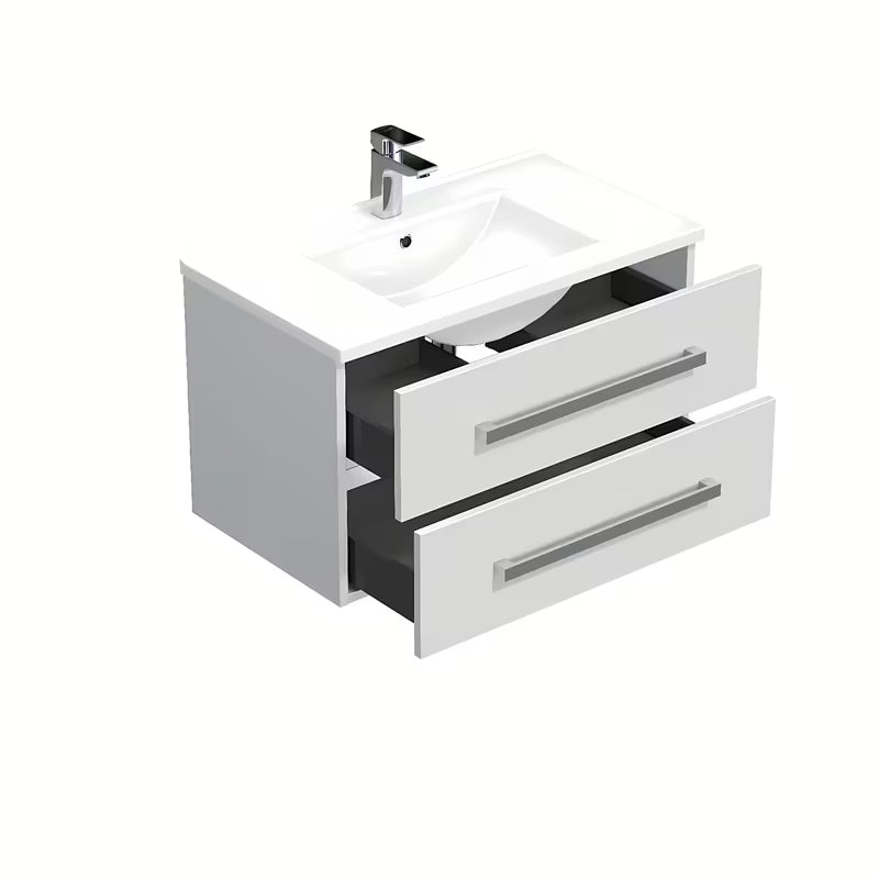 Viseća kupaonski ormarić SAT Cube Way s keramičkim umivaonikom u sjajnoj bijeloj boji 80x46x53 cm.