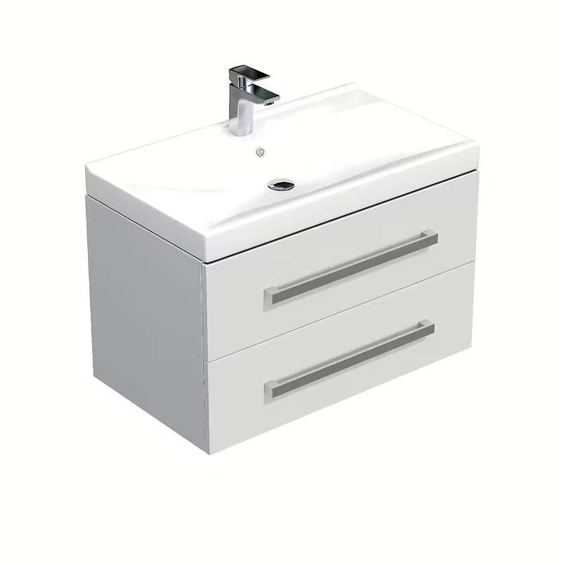 Viseća kupaonski ormarić SAT Cube Way s keramičkim umivaonikom u bijelom sjaju