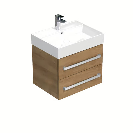 Viseća kupaonski ormarić s keramičkim umivaonikom SAT Cube Way u dekoru hrasta hickory