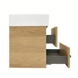 Viseća kupaonski ormarić s keramičkim umivaonikom SAT Cube Way u dekoru hrasta hickory