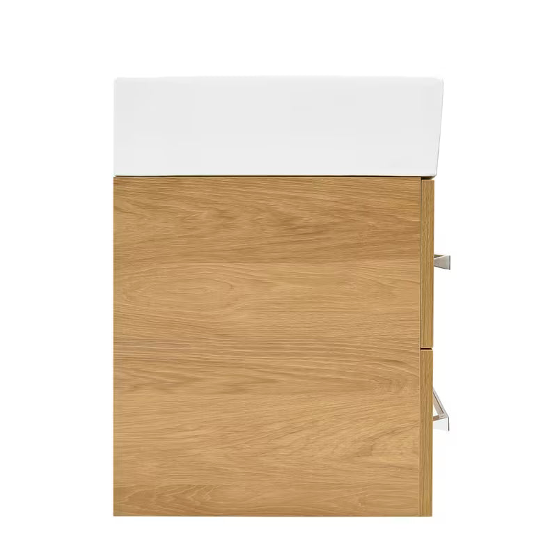 Viseća kupaonski ormarić SAT Cube Way s keramičkim umivaonikom u dekoru hrasta hickory 60x46x53 cm