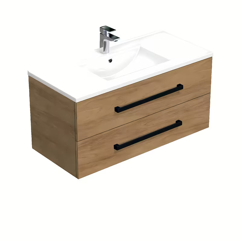 Viseća kupaonski ormarić s keramičkim umivaonikom SAT Cube Way u dekoru hrasta hickory