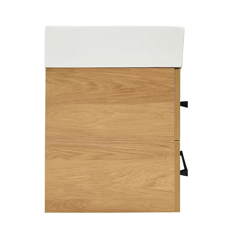 Viseća kupaonski ormarić s keramičkim umivaonikom SAT Cube Way 60x53x46 cm u dekoru hrasta hickory