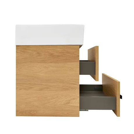 Viseća kupaonski ormarić s keramičkim umivaonikom SAT Cube Way 60x53x46 cm u dekoru hrasta hickory