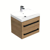 Viseća kupaonski ormarić s keramičkim umivaonikom SAT Cube Way u dekoru hrasta hickory