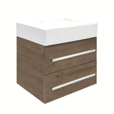 Viseća ormarić s keramičkim umivaonikom SAT Cube Way u dekoru hrasta wellington s mat površinom