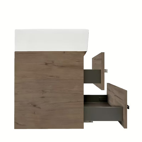 Viseća ormarić s keramičkim umivaonikom SAT Cube Way u dekoru hrasta wellington s mat površinom