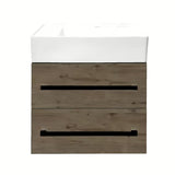 Viseća kupaonski ormarić SAT Cube Way s keramičkim umivaonikom u dekoru hrasta Wellington