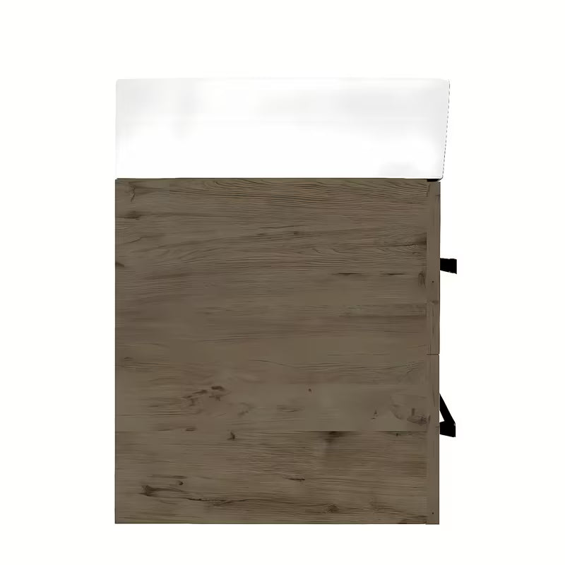 Viseća kupaonski ormarić SAT Cube Way s keramičkim umivaonikom u dekoru hrasta Wellington