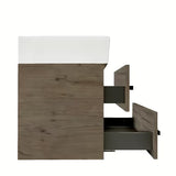 Viseća kupaonski ormarić SAT Cube Way s keramičkim umivaonikom u dekoru hrasta Wellington