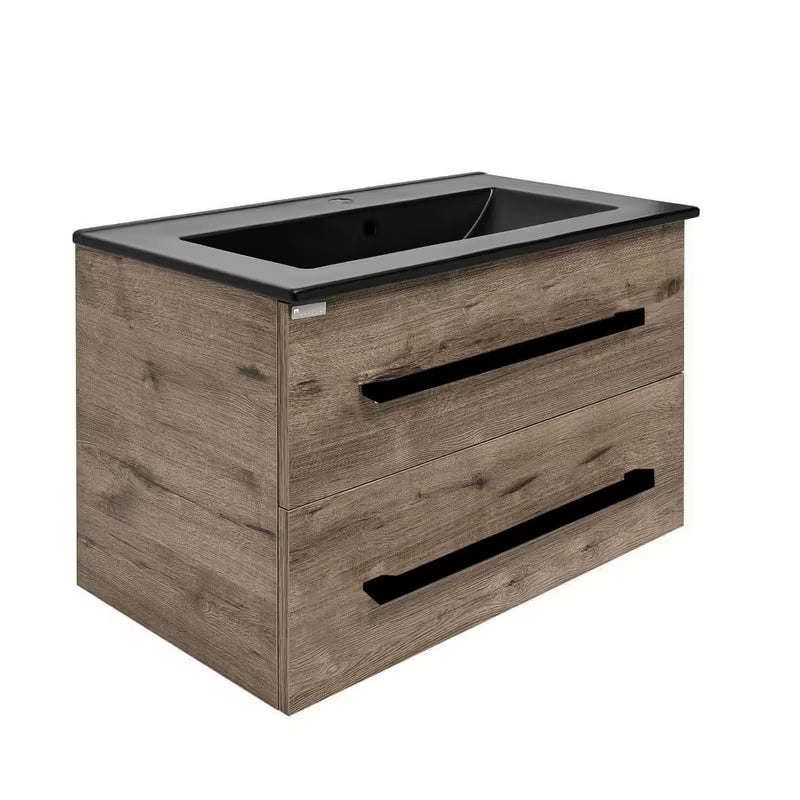 SAT Cube Way viseća ormarić s keramičkim umivaonikom u dekoru hrasta wellington 80x46x53 cm