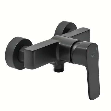 Jednoručna Baterija zidna miješalica za tuš SAT Cube Way u mat crnoj boji bez tuš seta.