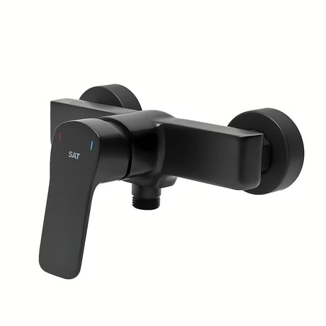 Jednoručna Baterija zidna miješalica za tuš SAT Cube Way u mat crnoj boji bez tuš seta.