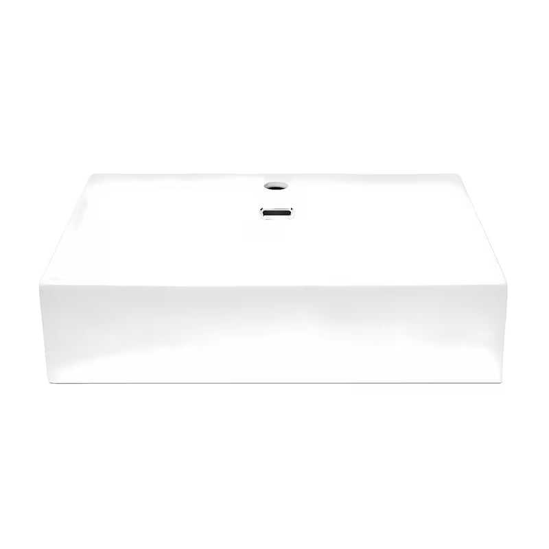 Bijeli keramički viseći umivaonik SAT Cube Way 60x42 cm s otvorom pro slavinu u sredini