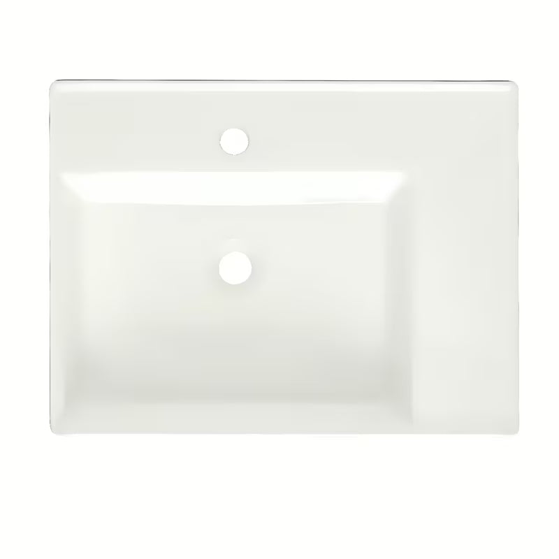 Bijeli keramički viseći umivaonik SAT Cube Way 60x46 cm s asimetričnim dizajnom i odlagališnom površinom desno.