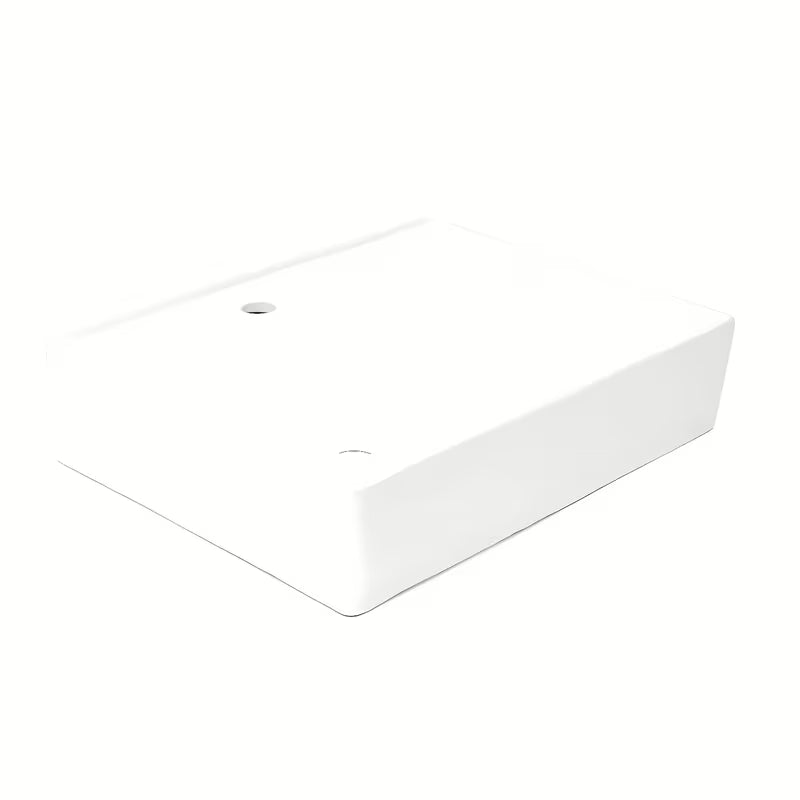 Bijeli keramički viseći umivaonik SAT Cube Way 60x46 cm s asimetričnim dizajnom i odlagališnom površinom desno.