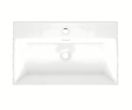 Bijeli keramički viseći umivaonik SAT Cube Way 75x42 cm s preljevom i otvorom pro slavinu