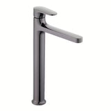 Visoka miješalica za Umivaonik SAT Dark u završnoj obradi PVD gun metal bez odvoda.