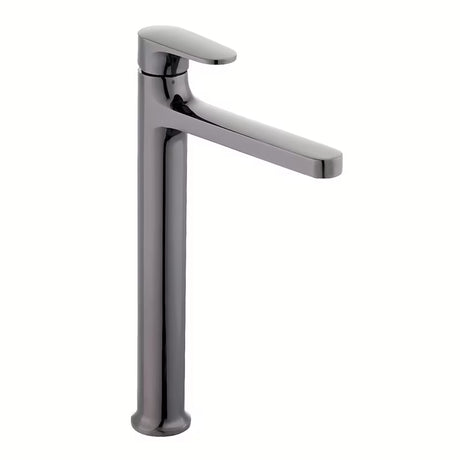 Visoka miješalica za Umivaonik SAT Dark u završnoj obradi PVD gun metal bez odvoda.