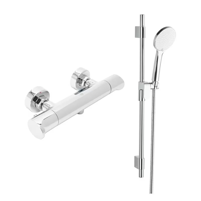 Kromirana zidna termostatska miješalica za tuš SAT Dark s tuš setom