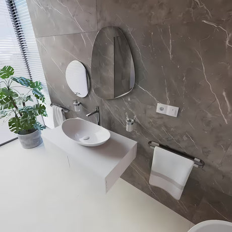 Visoka miješalica za Umivaonik SAT Dark u obradi PVD Gun Metal s ručicom bez odvoda.