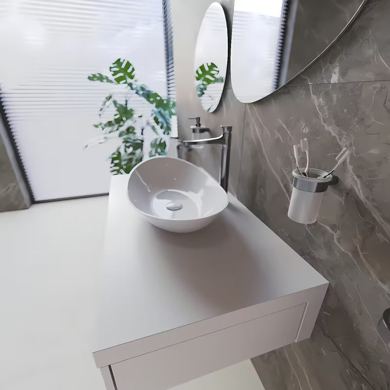 Visoka miješalica za Umivaonik SAT Dark u obradi PVD Gun Metal s ručicom bez odvoda.