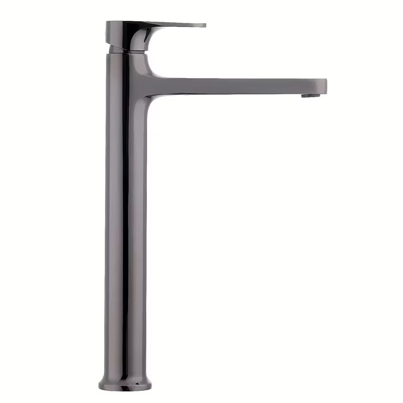 Visoka miješalica za Umivaonik SAT Dark u završnoj obradi PVD gun metal bez odvoda.