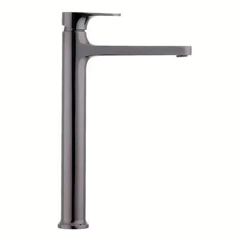 Visoka miješalica za Umivaonik SAT Dark u završnoj obradi PVD gun metal bez odvoda.