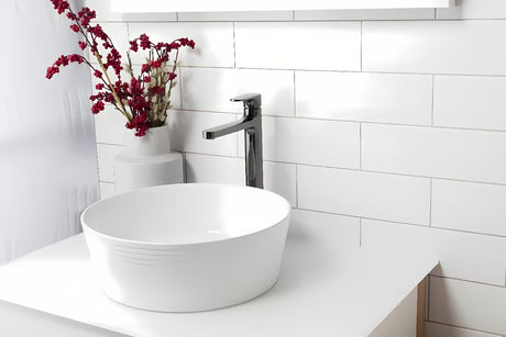 Visoka miješalica za Umivaonik SAT Dark u završnoj obradi PVD gun metal bez odvoda.