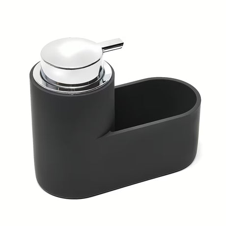 Crni dozator sapuna SAT od polirezina sa spužvicom i žicom za ribanje