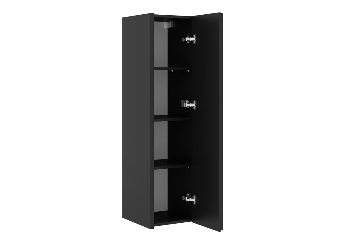 Viseća visoka kupaonski ormarić SAT Delano u mat crnoj boji s okomitim letvicama