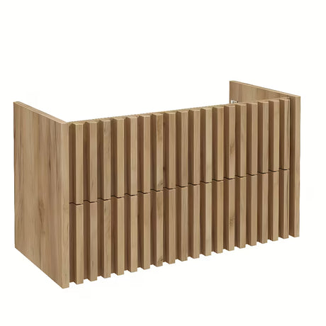 Viseća kupaonski ormarić SAT Delano s pokrovnom pločom u dekoru mat hrast s vertikalnim letvicama