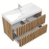 Viseća kupaonski ormarić s keramičkim umivaonikom SAT Delano u dekoru mat hrast 100x46x56 cm