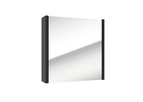 Crni viseća ormarić s ogledalom SAT Delano 60x60 cm s ogledalom i unutarnjim policama